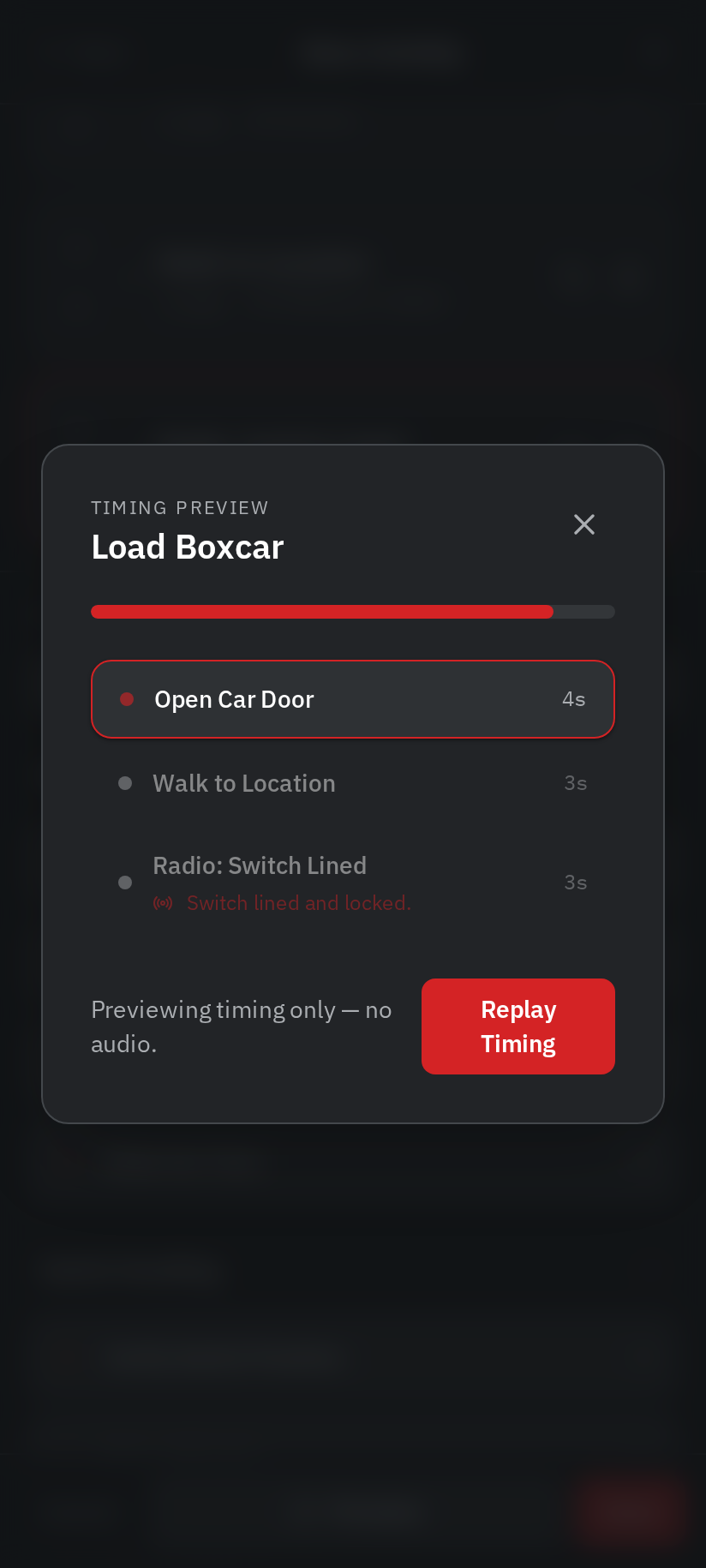The Builder's timing preview