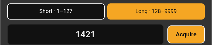 Figure 5.2 — Typing an address: Short for 1–127, Long for 128 and up.