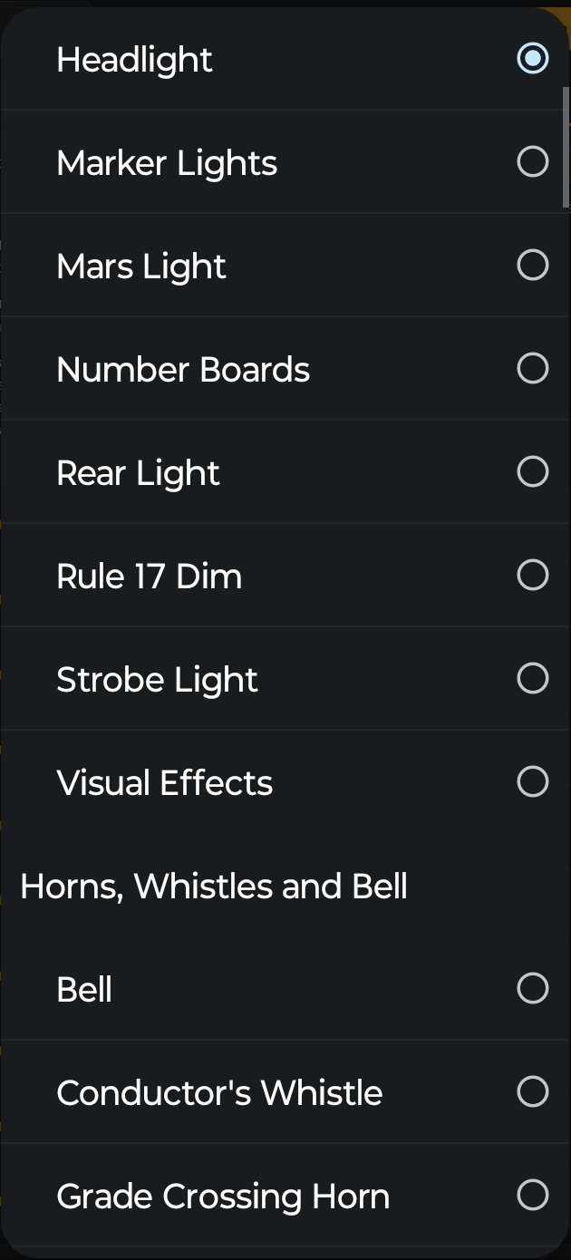 Figure 8.2 — Labels are grouped; scroll to find the one you want.